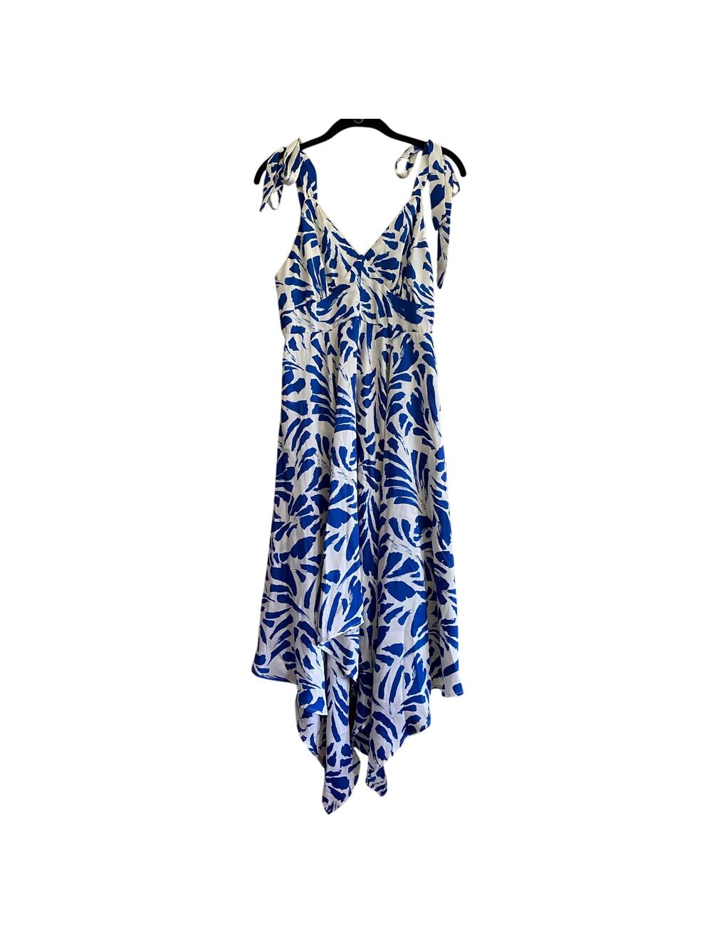 ALEXIS for Target Blue Floral Patterned Shark Bite Hem Dress Size Small